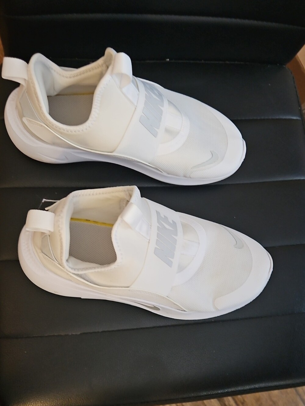 Youth Nike White Slip-On Sneakers with Elastic Strap